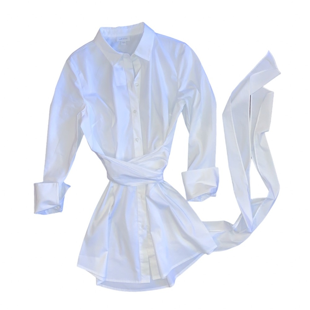 White Dress Shirt with Waist Cinch